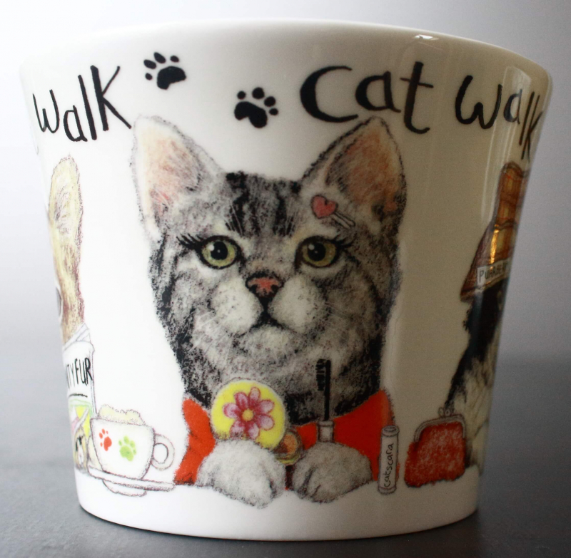 Roy Kirkham Frühstückstasse mit Untersetzer; Cat Walk, 19,50