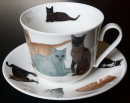 Roy Kirkham Frühstückstasse mit Untersetzer; Cats Galore