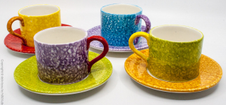 Edelweiss Keramik Kaffeetasse mit Untertasse Colors 0,2 l