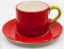 Edelweiss Keramik Kaffeetasse mit Untertasse Colors Rot Rot