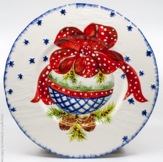Edelweiss Keramik Teller Servierplatte Weihnachtskugel 33cm